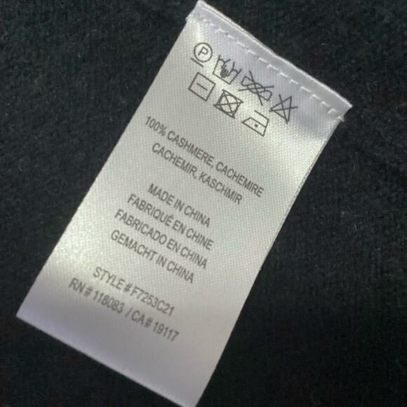 Minnie Rose 100% Cashmere Black Fringe Trim Open Cardigan XL NWT - Picture 8 of 11